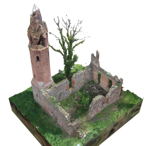 Powiększ obraz: Render modelu fotogrametrycznego - widok z lotu ptaka od strony południowo-zachodniej